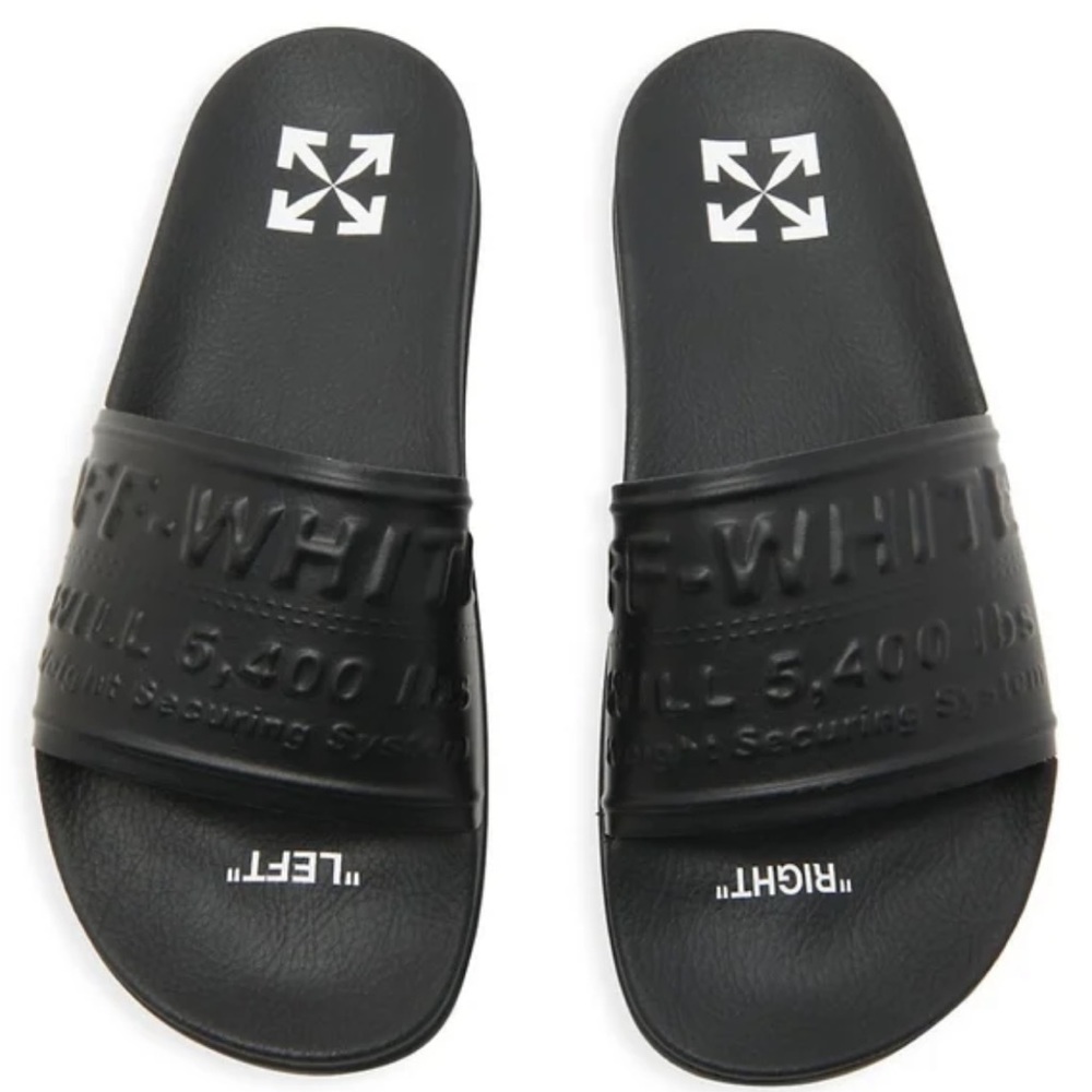 BRAND NEW! OFF-WHITE Black Embossed Pool Slides - Euro 40, US 10W/ 8M